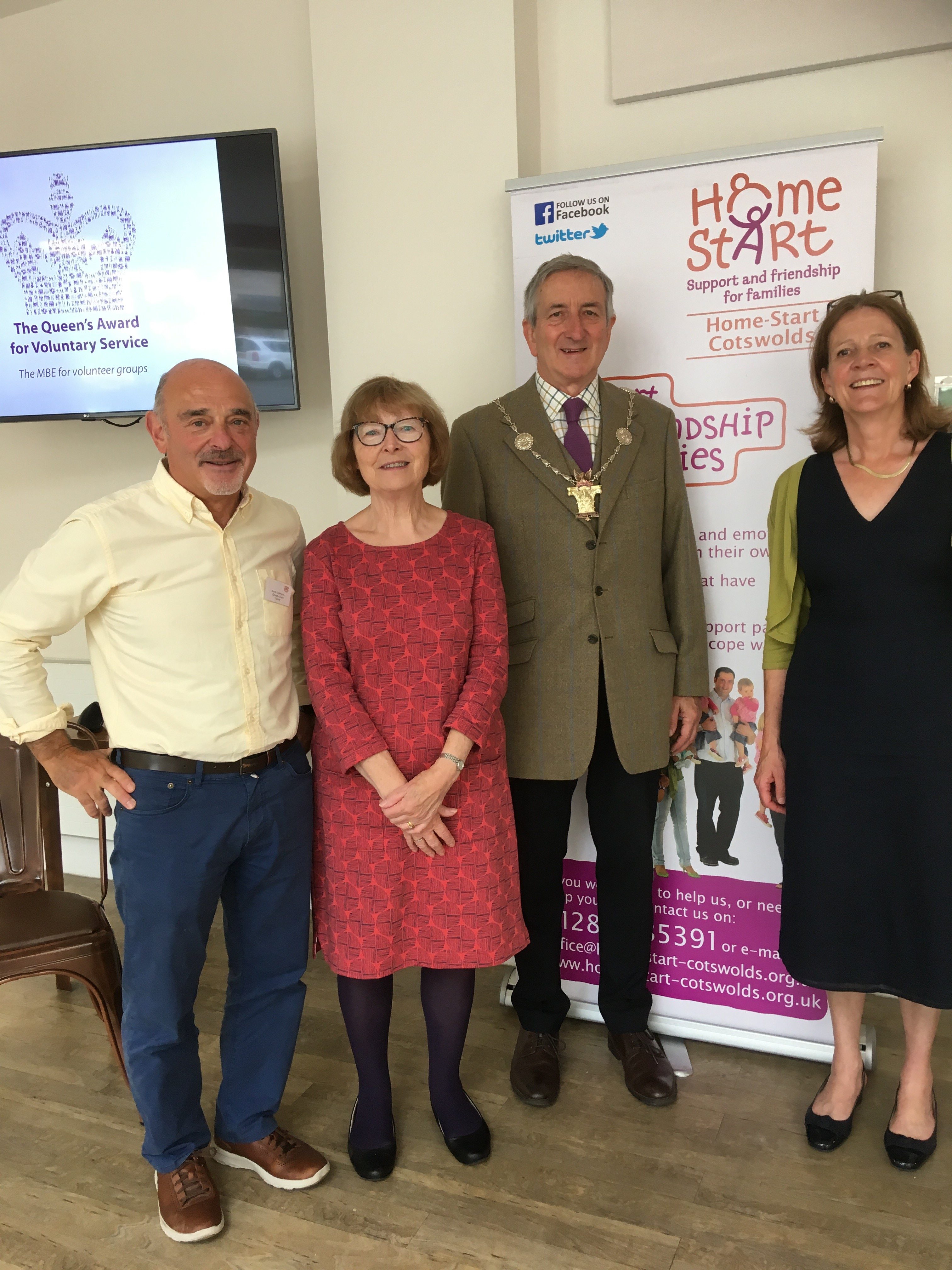 L to R: incoming Chair Steve Kaufmann, outgoing Chair Chris Hall, Mayor Patrick Coleman and Senior Coordinator Katharine Campbell.