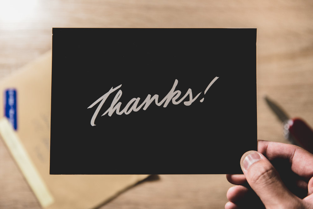 message saying thanks